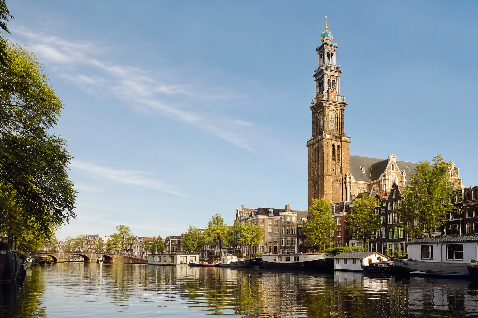 AI-generated editorial illustration inspired by Westerkerk in Amsterdam