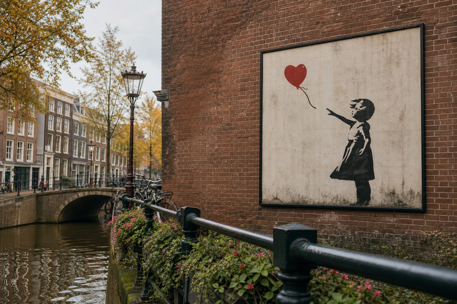 Iconic Murals and Stencils at Banksy Museum Amsterdam