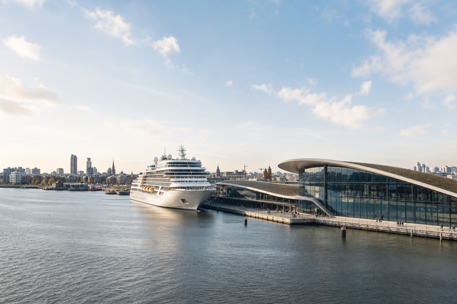 AI-generated editorial illustration inspired by Port Of Amsterdam in Amsterdam