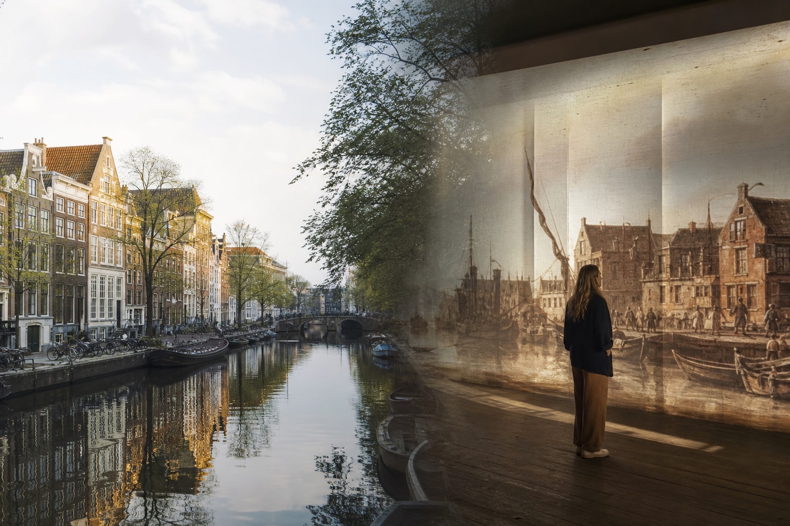 AI-generated editorial illustration inspired by Rembrandts Amsterdam Experience in Amsterdam