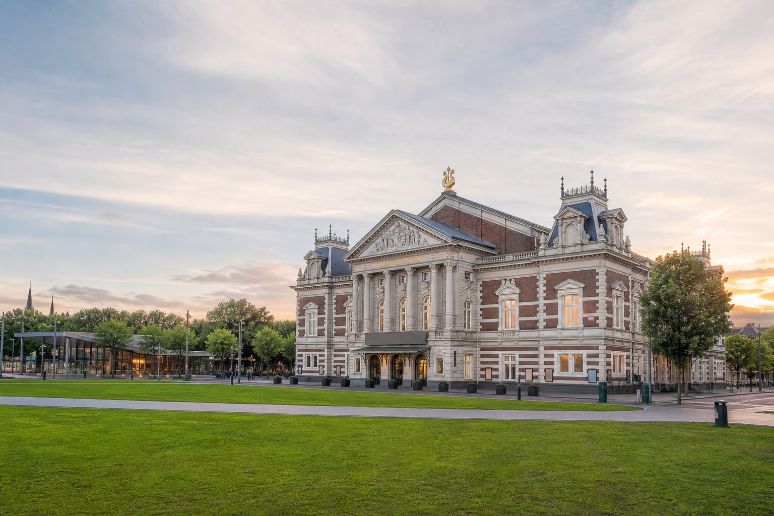 AI-generated editorial illustration inspired by Royal Concertgebouw in Amsterdam
