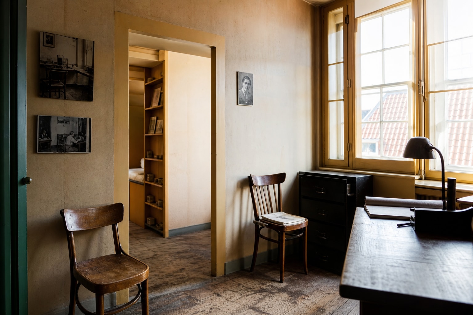 AI-generated editorial illustration inspired by Anne Frank House in Amsterdam