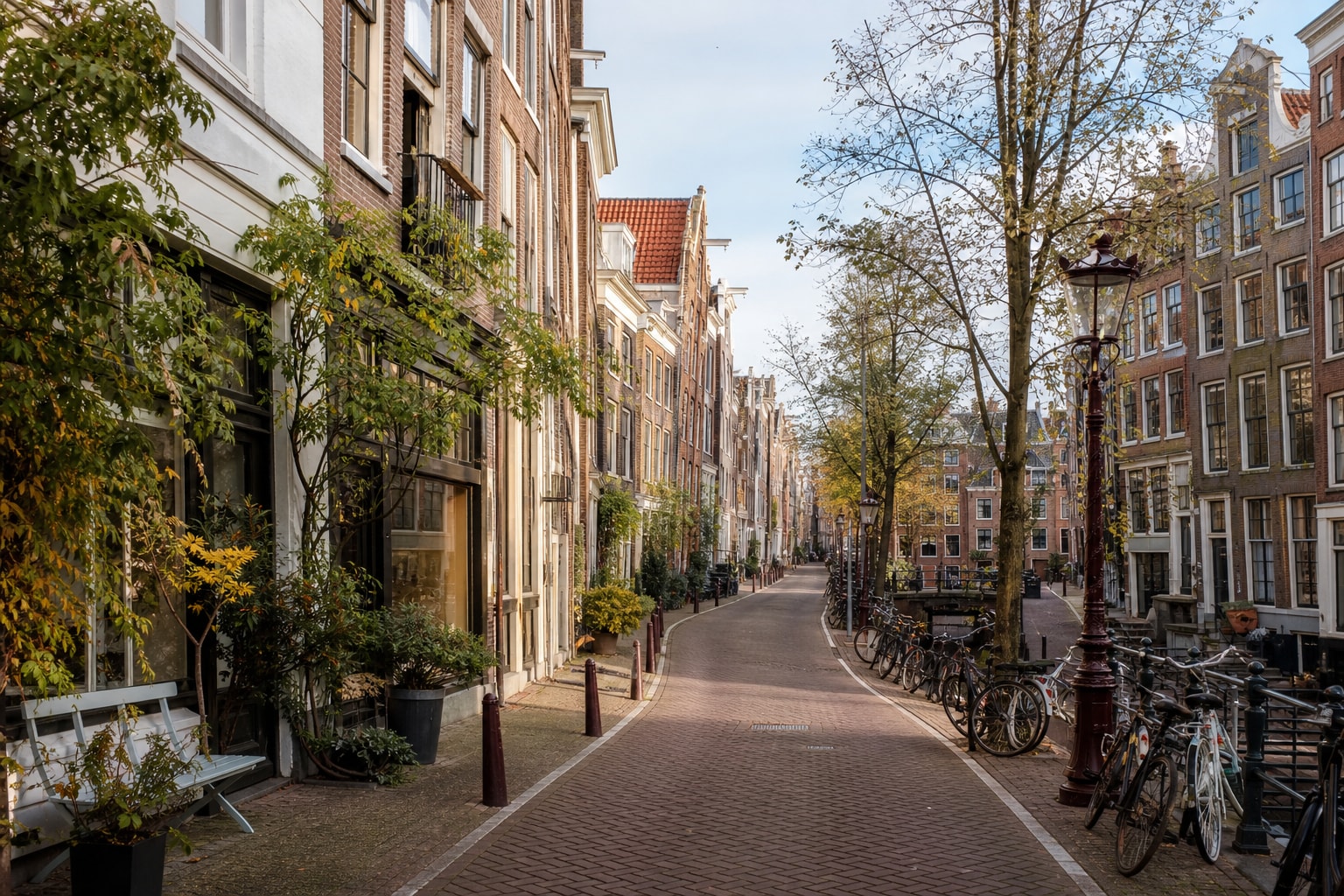 AI-generated editorial illustration inspired by Huidenstraat in Amsterdam